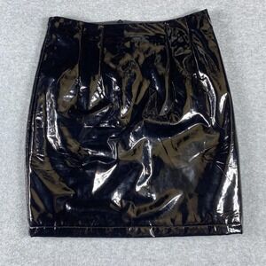 Elia Cher Skirt Womens US 4-6 Black Faux Leather Vinyl Bodycon Mini High Waist